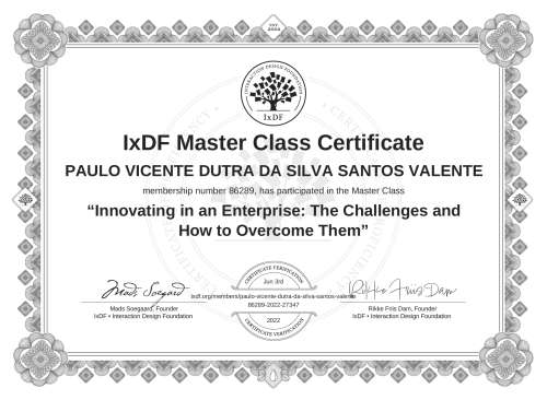 Innovating in an Enterprise: The Challenges and How to Overcome Them certificate