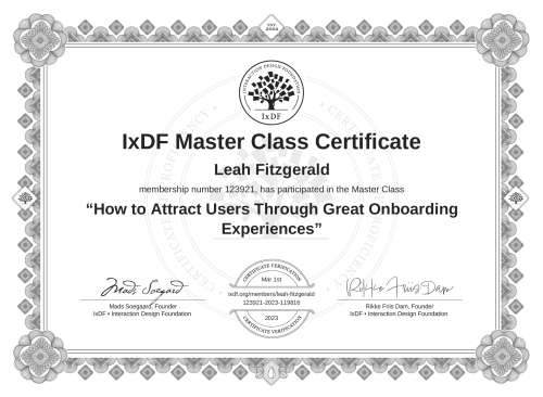 How to Attract Users Through Great Onboarding Experiences certificate