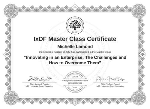 Innovating in an Enterprise: The Challenges and How to Overcome Them certificate