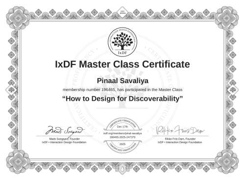 How to Design for Discoverability certificate