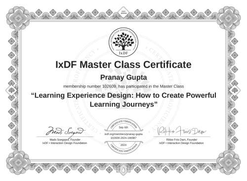 Learning Experience Design: How to Create Powerful Learning Journeys certificate