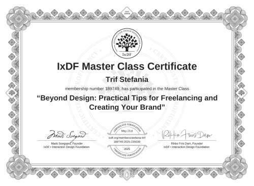Beyond Design: Practical Tips for Freelancing and Creating Your Brand certificate