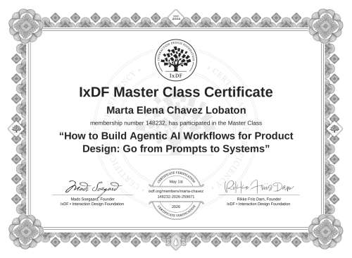 How to Build Agentic AI Workflows for Product Design: Go from Prompts to Systems certificate