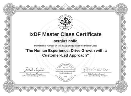 The Human Experience: Drive Growth with a Customer-Led Approach certificate