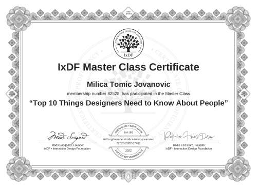 Top 10 Things Designers Need to Know About People certificate