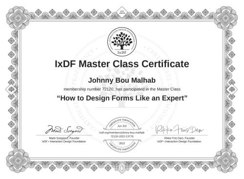 How to Design Forms Like an Expert certificate