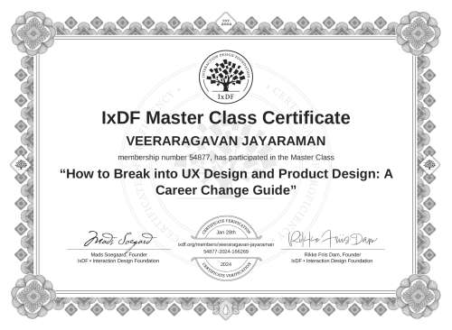 How to Break into UX Design and Product Design: A Career Change Guide certificate