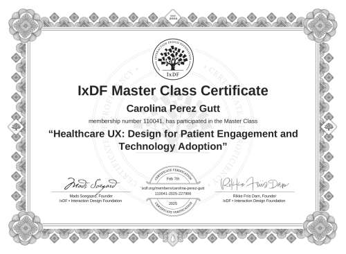 Healthcare UX: Design for Patient Engagement and Technology Adoption certificate