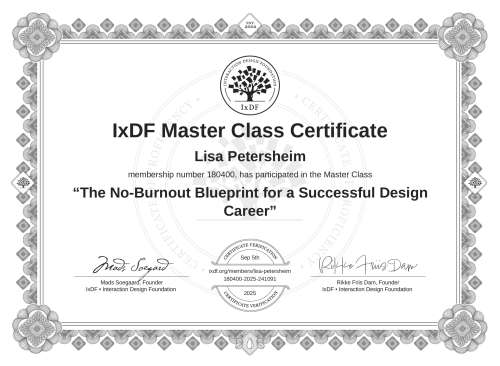 The No-Burnout Blueprint for a Successful Design Career certificate