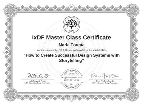 How to Create Successful Design Systems with Storytelling certificate