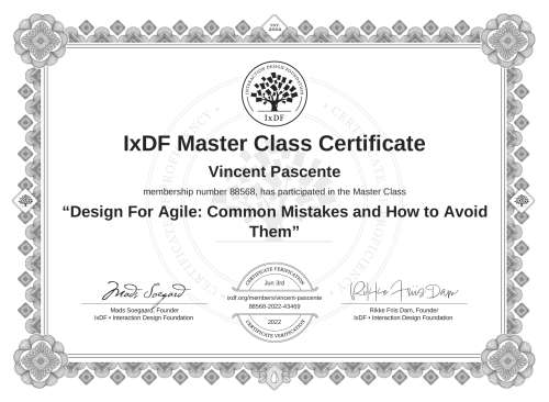 Design For Agile: Common Mistakes and How to Avoid Them certificate