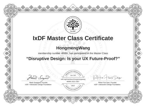 Disruptive Design: Is your UX Future-Proof? certificate