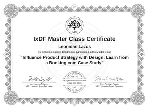 Influence Product Strategy with Design: Learn from a Booking.com Case Study certificate
