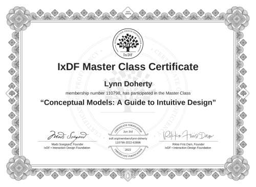 Conceptual Models: A Guide to Intuitive Design certificate