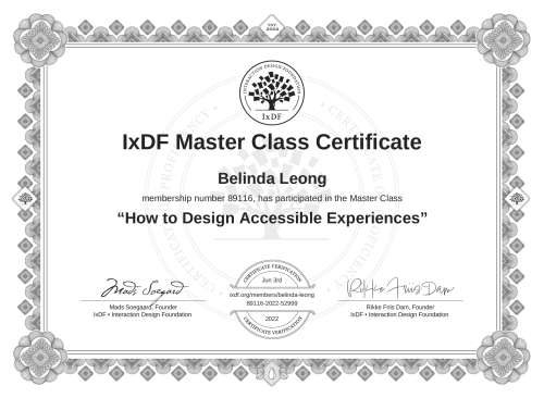 How to Design Accessible Experiences certificate