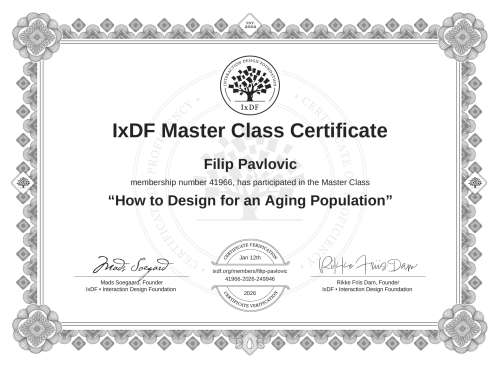 How to Design for an Aging Population certificate