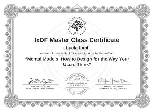 Mental Models: How to Design for the Way Your Users Think certificate