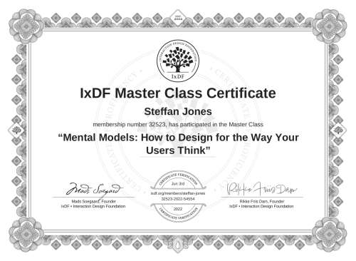 Mental Models: How to Design for the Way Your Users Think certificate