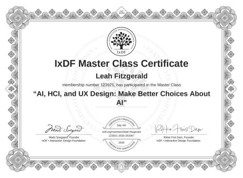 AI, HCI, and UX Design: Make Better Choices About AI certificate