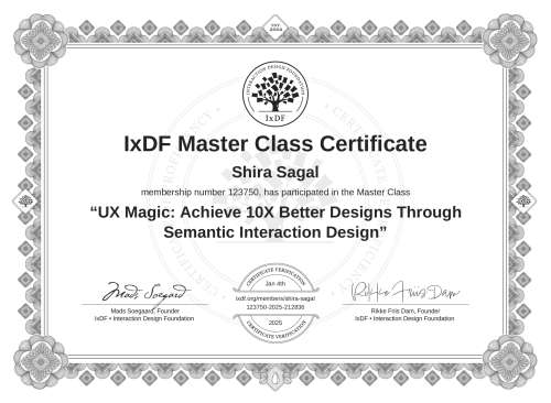 UX Magic: Achieve 10X Better Designs Through Semantic Interaction Design certificate