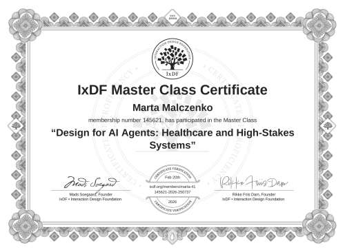 Design for AI Agents: Healthcare and High-Stakes Systems certificate