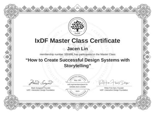 How to Create Successful Design Systems with Storytelling certificate