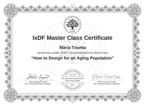 How to Design for an Aging Population certificate