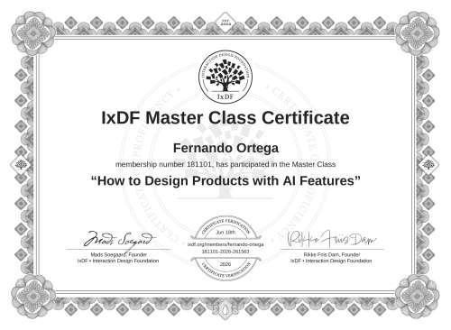 How to Design Products with AI Features certificate