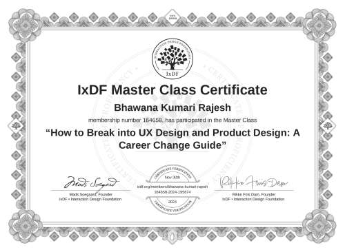 How to Break into UX Design and Product Design: A Career Change Guide certificate