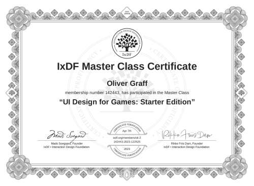 UI Design for Games: Starter Edition certificate