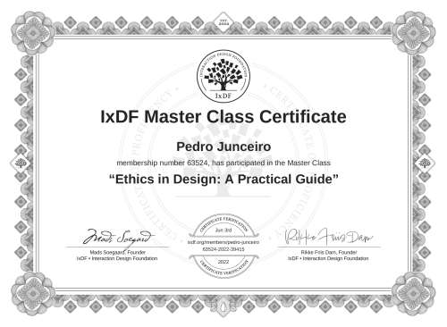 Ethics in Design: A Practical Guide certificate
