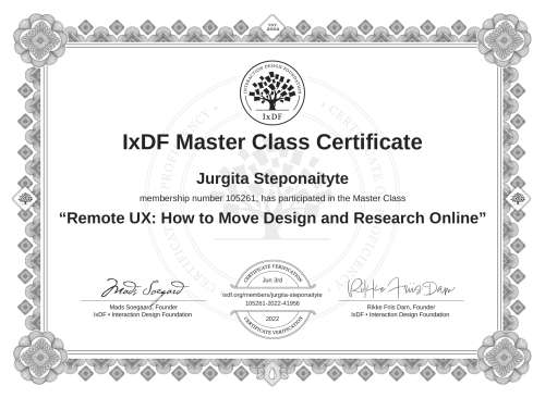 Remote UX: How to Move Design and Research Online certificate