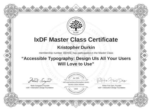 Accessible Typography: Design UIs All Your Users Will Love to Use certificate