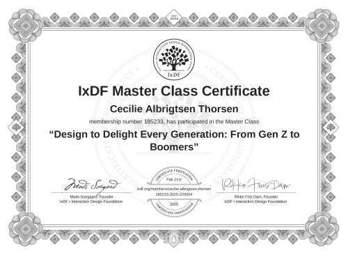 Design to Delight Every Generation: From Gen Z to Boomers certificate