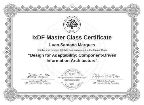 Design for Adaptability: Component-Driven Information Architecture certificate