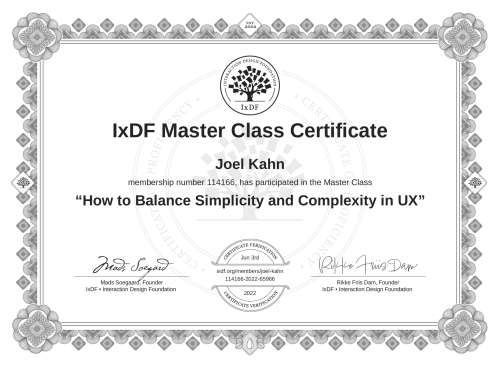 How to Balance Simplicity and Complexity in UX certificate