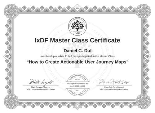 How to Create Actionable User Journey Maps certificate