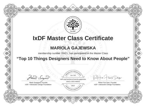 Top 10 Things Designers Need to Know About People certificate