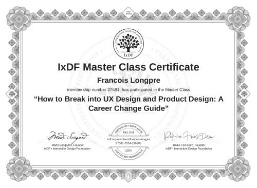 How to Break into UX Design and Product Design: A Career Change Guide certificate