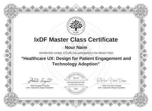 Healthcare UX: Design for Patient Engagement and Technology Adoption certificate