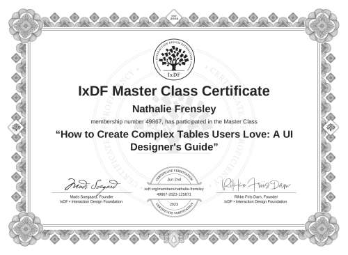 How to Create Complex Tables Users Love: A UI Designer's Guide certificate