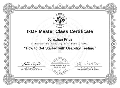 How to Get Started with Usability Testing certificate