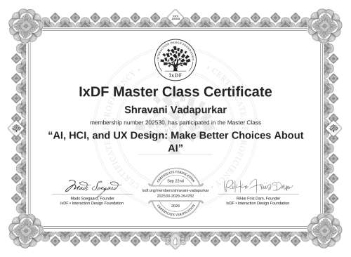 AI, HCI, and UX Design: Make Better Choices About AI certificate