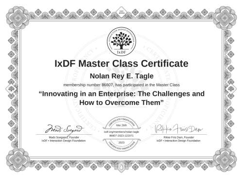 Innovating in an Enterprise: The Challenges and How to Overcome Them certificate