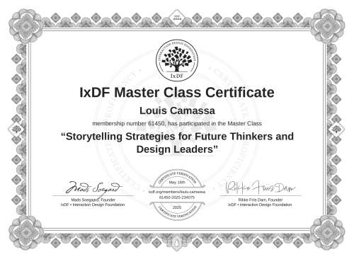 Storytelling Strategies for Future Thinkers and Design Leaders certificate
