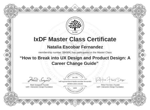 How to Break into UX Design and Product Design: A Career Change Guide certificate