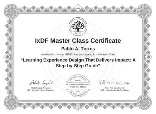 Learning Experience Design That Delivers Impact: A Step-by-Step Guide certificate