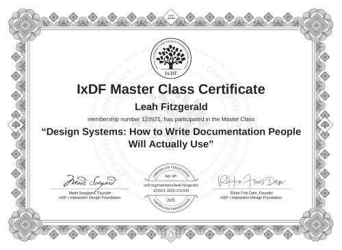 Design Systems: How to Write Documentation People Will Actually Use certificate