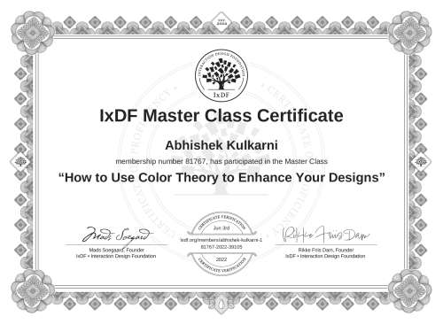 How to Use Color Theory to Enhance Your Designs certificate