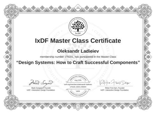 Design Systems: How to Craft Successful Components certificate